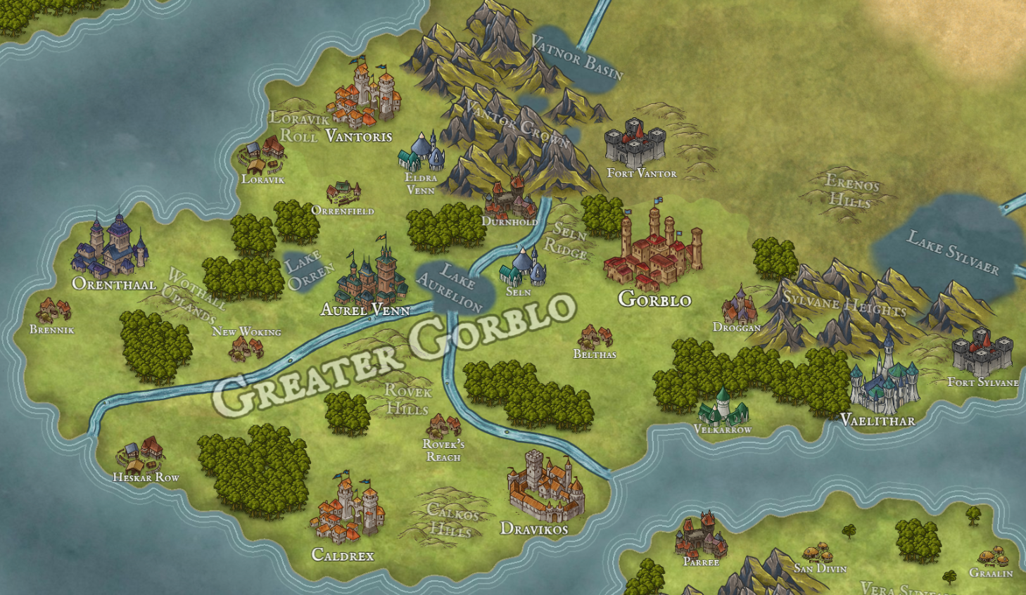 Regional map of Greater Gorblo